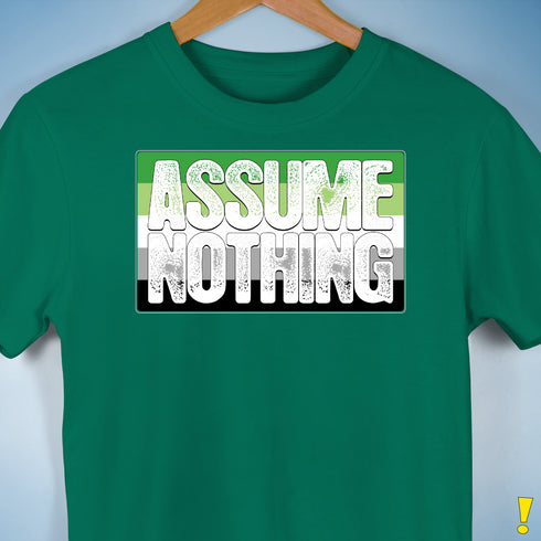Assume Nothing Aromantic Pride Flag Premium Unisex T-Shirt - Kelly Green